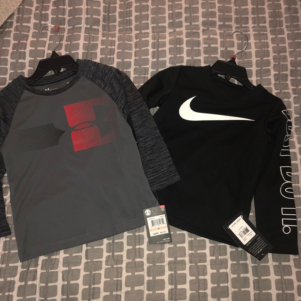 NWT Nike and Under Armour dry fit tops 2T